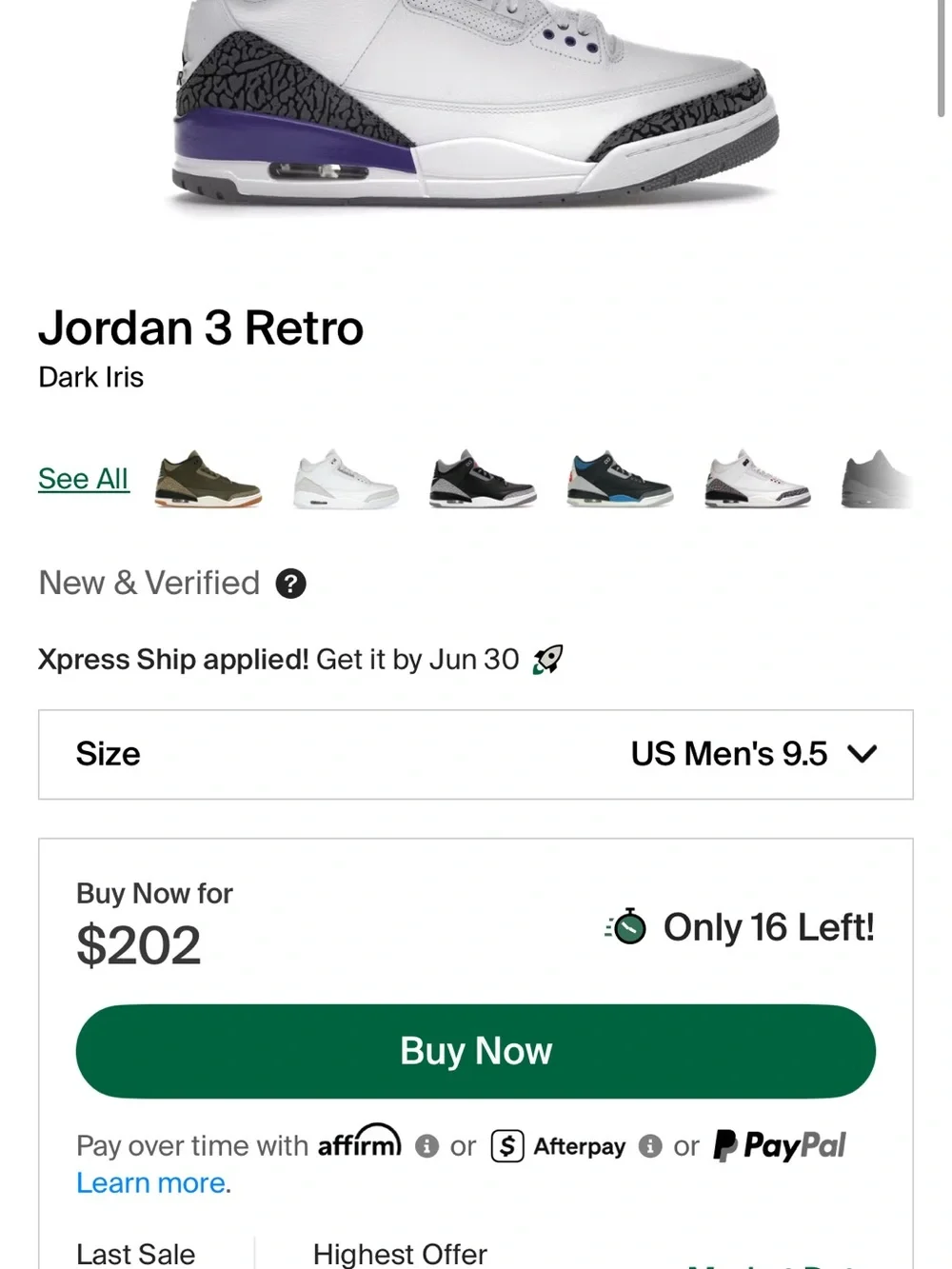 Jordan Retro 3 Dark Iris